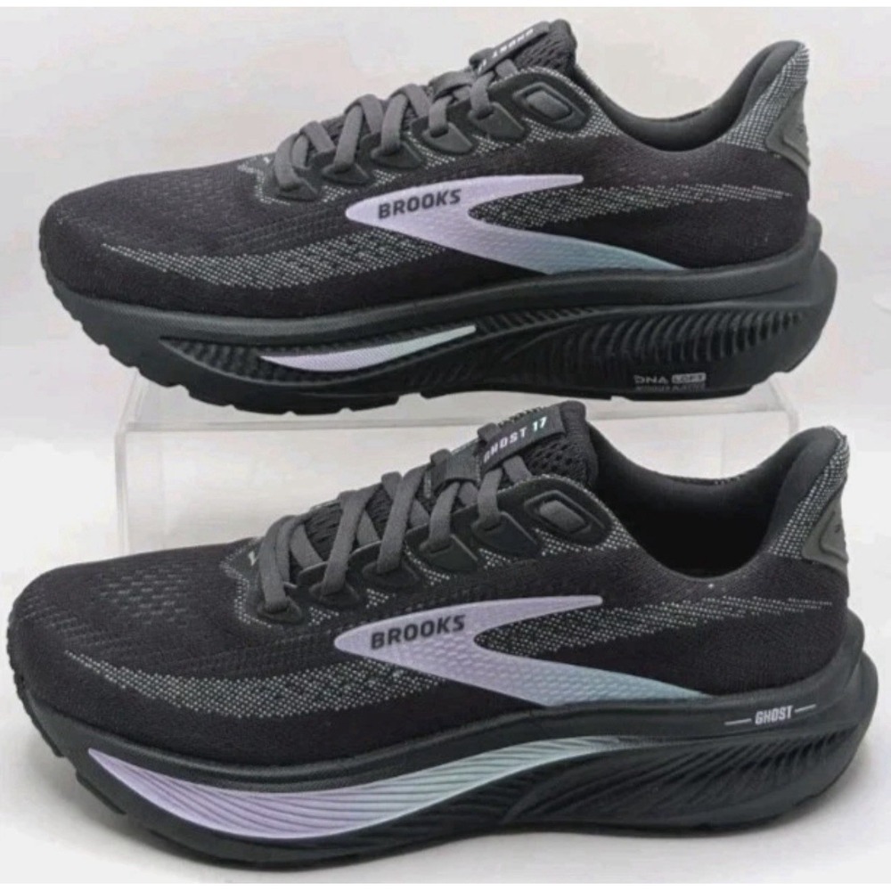 Brooks Ghost 17 Black Grey Clearwater Purple 1204311B081 Womens 11.5 Sneaker